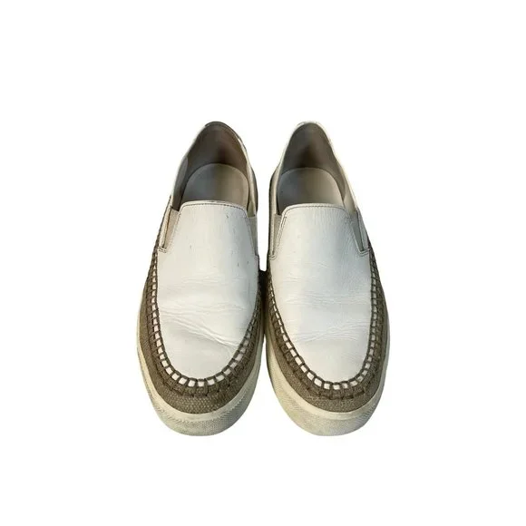 Vince Bates Espadrille Skate Sneakers White Burlap Size 36/6 - Picture 3 of 7